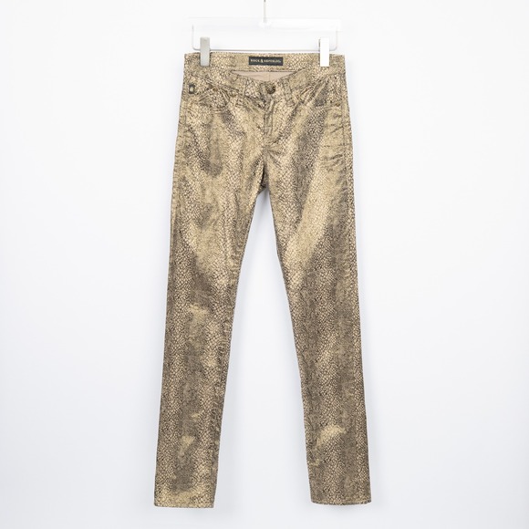 Rock & Republic Pants - Rock & Republic Berlin Metallic Snake Print‎ Skinny Jeans Gold Size 0M
